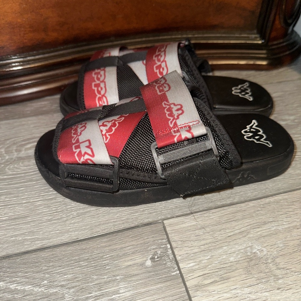 Kappa Black and Red Slide Sandals